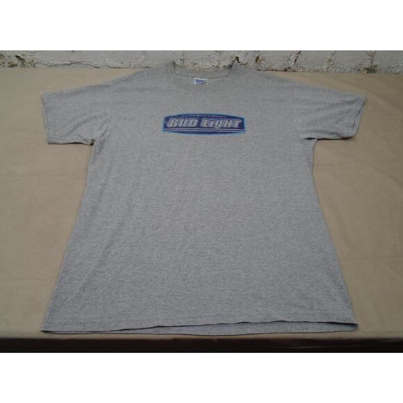Vintage Bud Light Shirt Mens L Gray Anheuser Busch Beer FOTL Tee 2002 Y2K - Picture 1 of 11